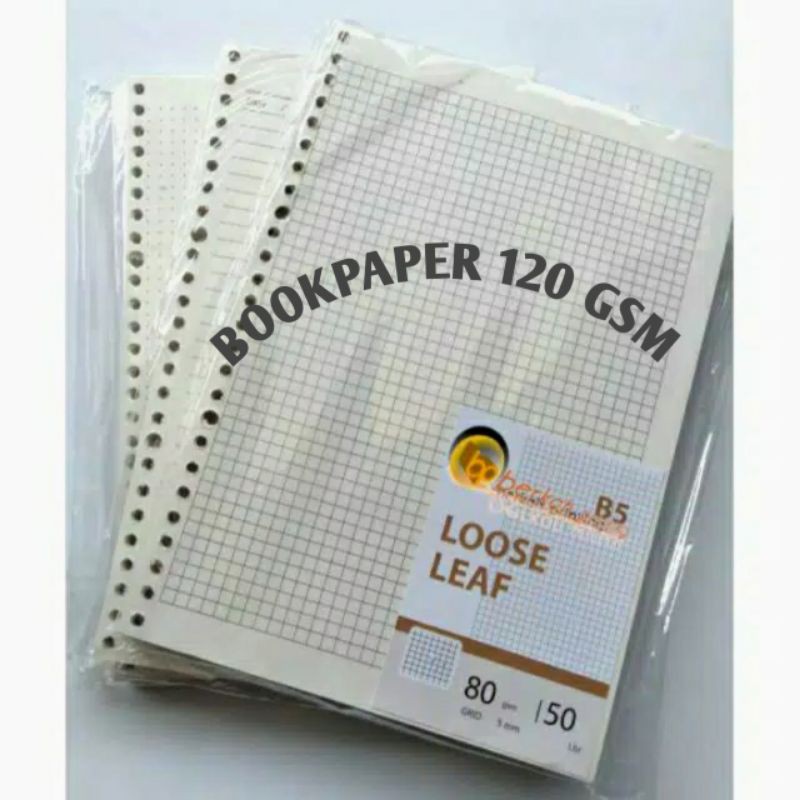 

REFIIL LOOSE LEAF BOOKPAPER B5 GRID#DOTTED#RULED 120gsm
