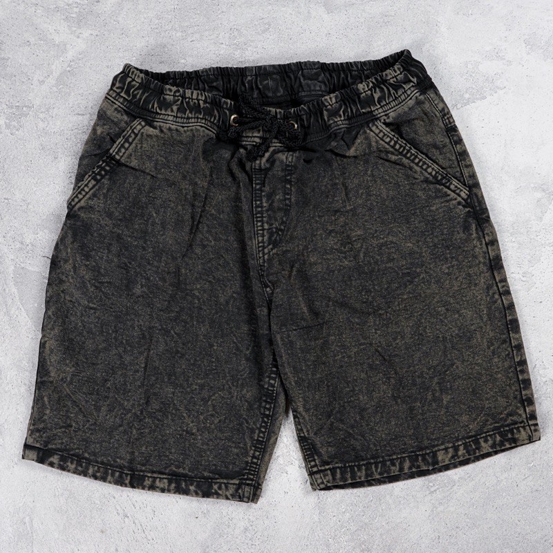 celana pendek jens pria boardshort hitam size M - XL celana pendek jeans pria celana santai