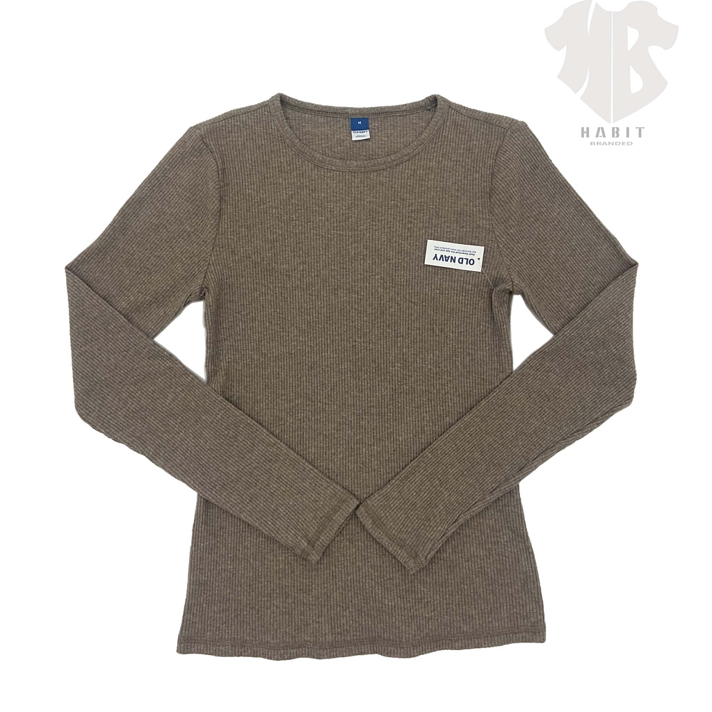 Old Navy Cozy Rib-Knit Long Sleeve | Kaos Waffle Lengan Panjang Wanita