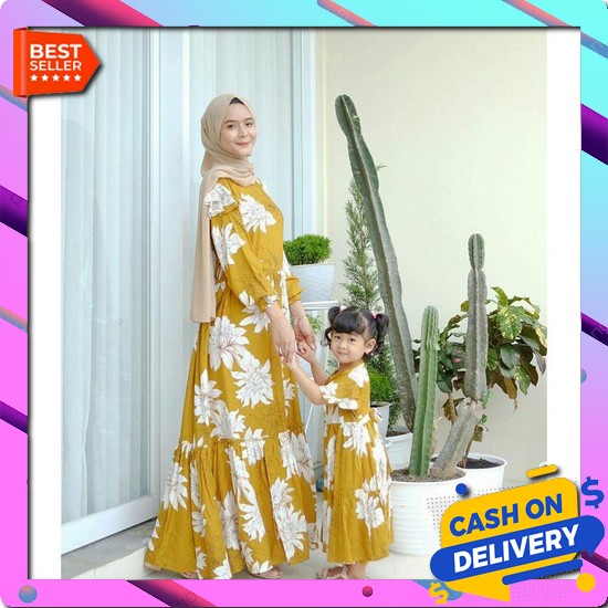 Cp Syari Elvior Baju Couple Gamis Syari Ibu Dan Anak - Murah Meriah Camila Kids And Mom I Couple Ibu