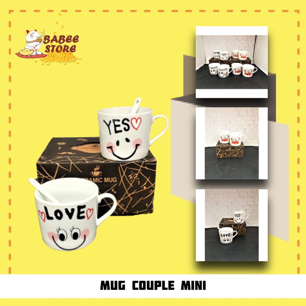 BABEE - MUG COUPLE MINI / MUG PASANGAN HADIAH / MUG KERAMIK COUPLE / KADO UNIK GIFT