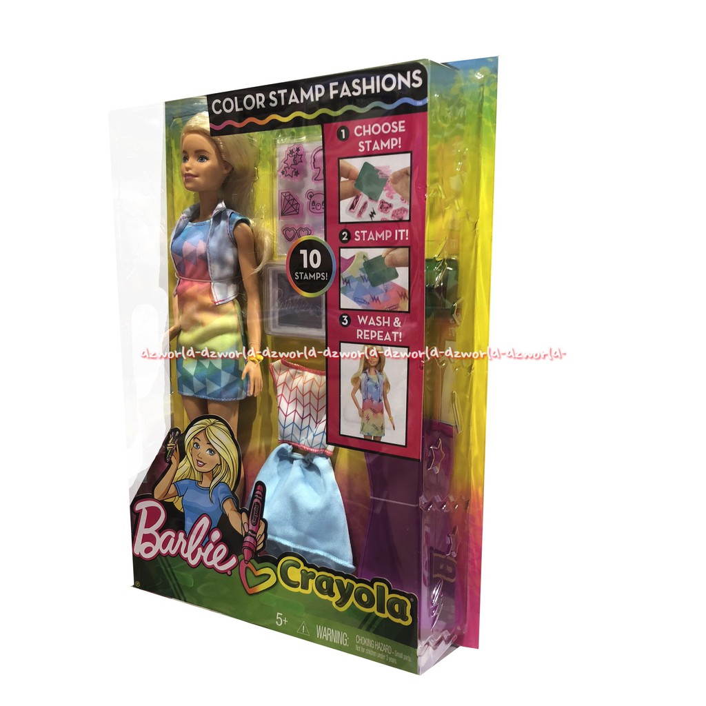 Barbie Color Stamp Fashion Mainan Boneka Barbie Crayola Design Baju Berbie