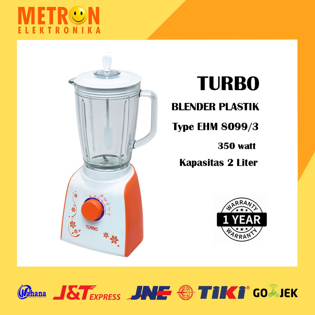 TURBO EHM 8099/3 / BLENDER PLASTIK ORANGE 2 LITER 350 WATT / EHM8099