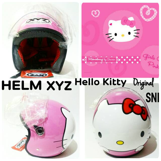 Helm XYZ karakter Hello kitty pink helm xyz original sni with kaca helm terbaru dan termurah
