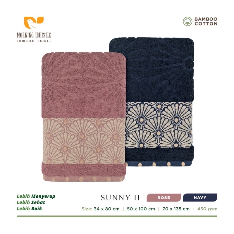 ORIGINAL | TERRY Palmer Morning Whistle Sunny Bamboo Hand towel ,handuk travel mandi dewasa 34x80 cm dan 50x100cm