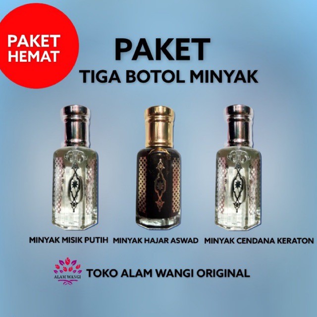 PAKET MINYAK MEDITASI MINYAK MISIK PUTIH MINYAK CENDANA KERATON DAN MINYAK HAJAR ASWAD