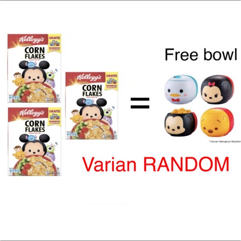 KELLOGGS Corn Flakes 275g x 3 Box Tsum Tsum Edition Free 1 Bowl