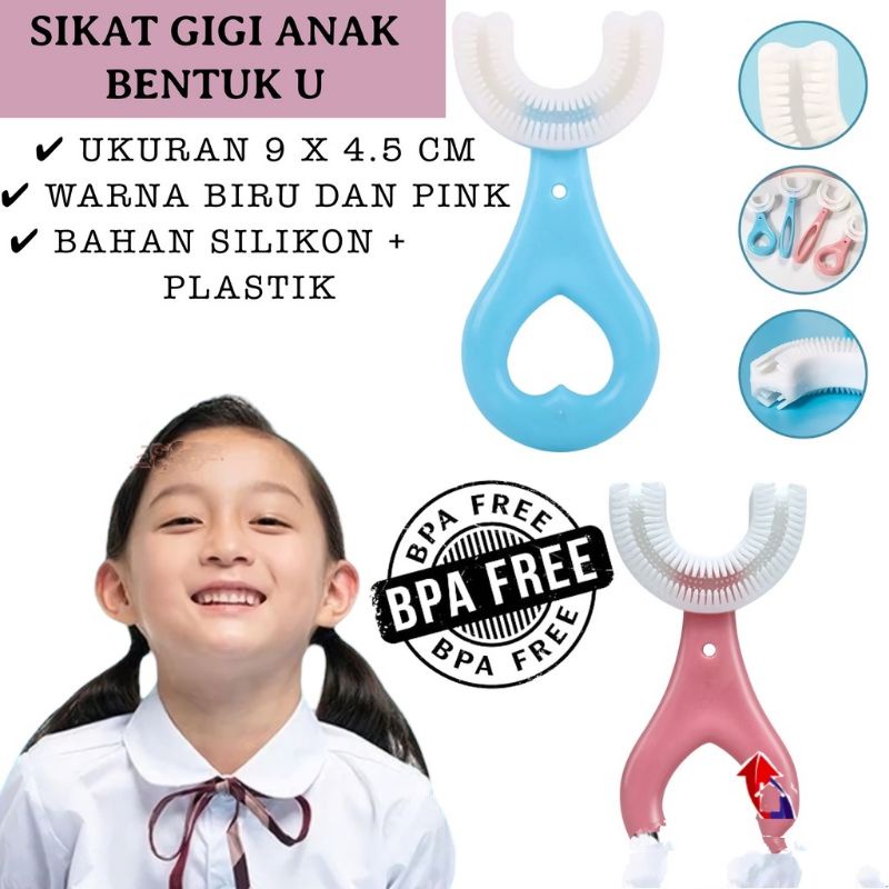 Sikat Gigi Anak Bentuk U Bahan Silikon  Training Toothbrush Tooth Brush Baby Silicone U Shape Sikat Gigi Silikon Lembut