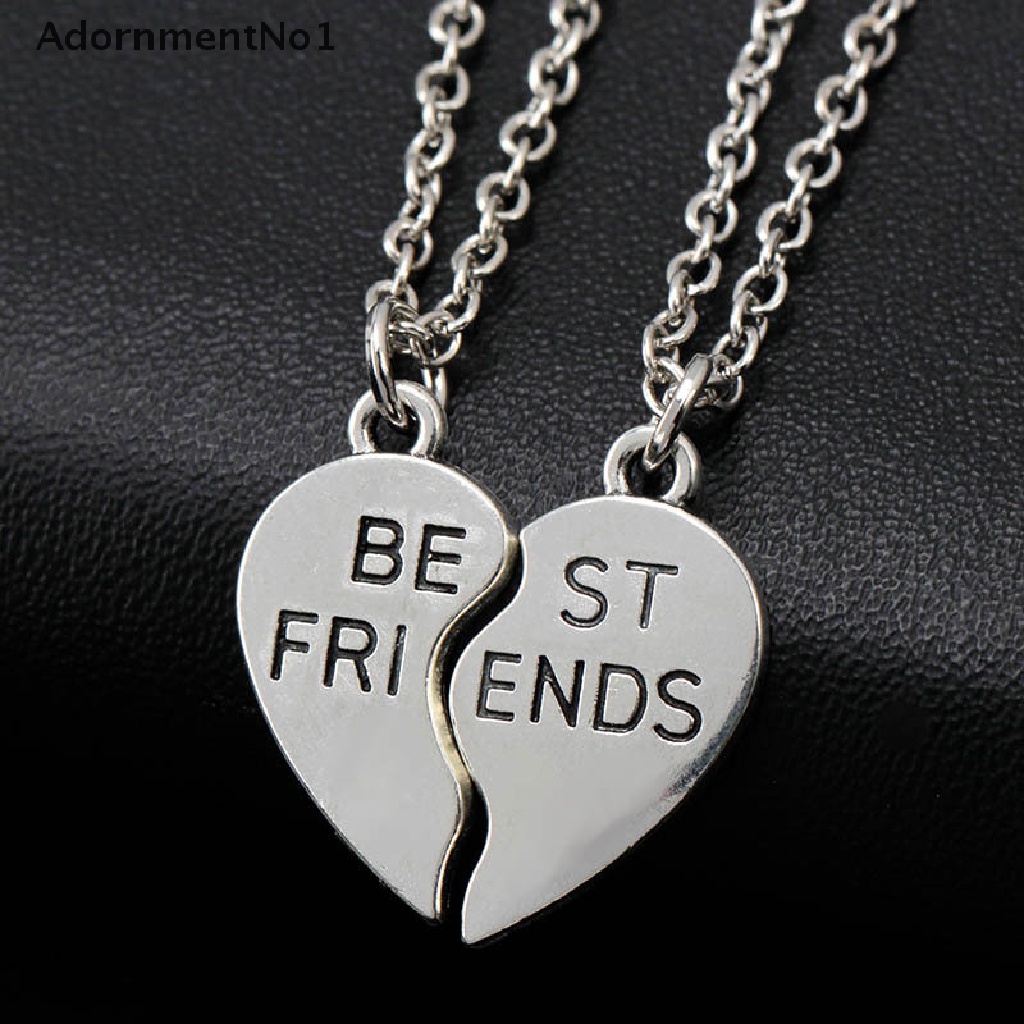 (AdornmentNo1) Kalung Rantai Persahabatan Liontin Hati Terbelah Tulisan Best Friend Untuk Wanita