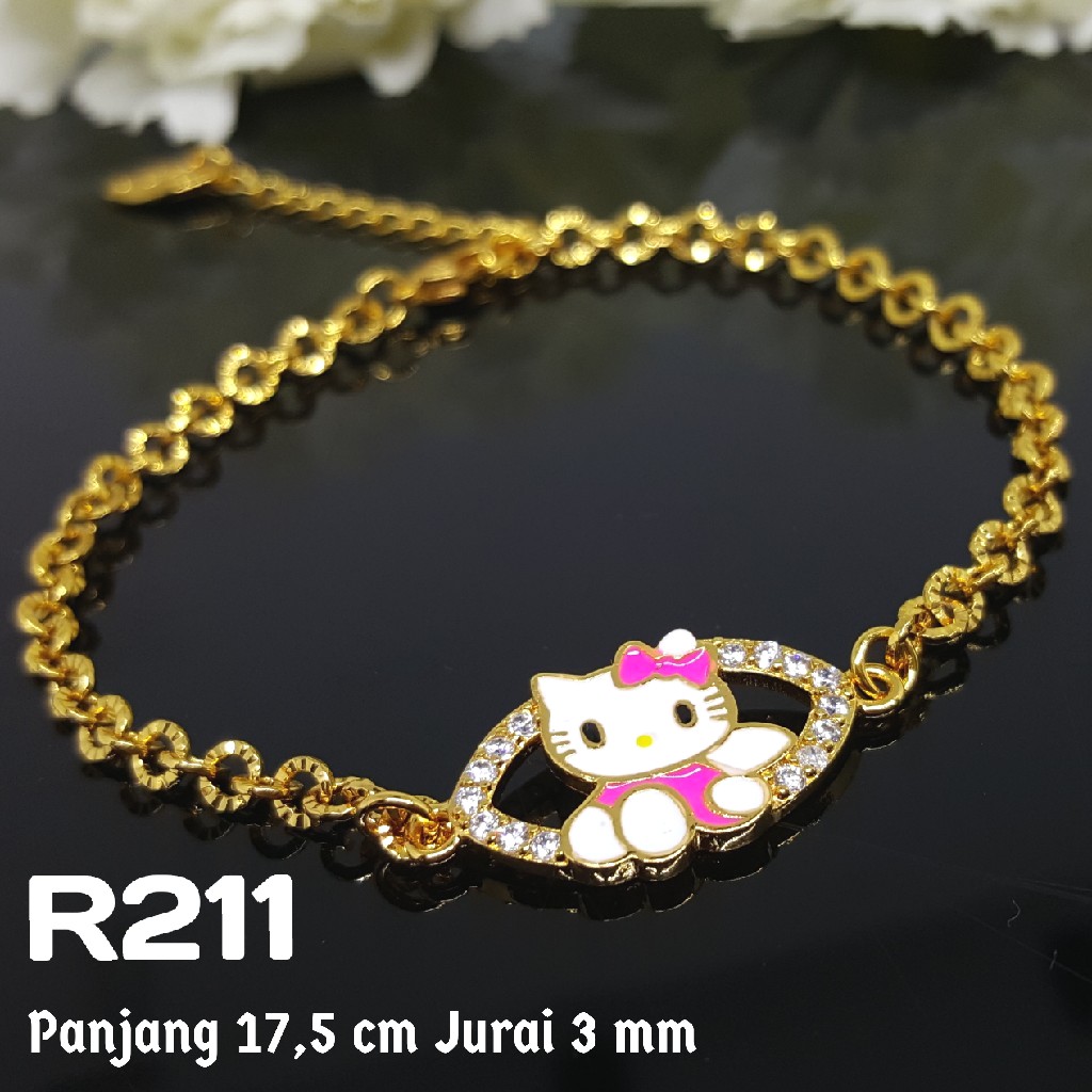 R211 Gelang Remaja Dewasa Hello Kitty Aksesoris Perhiasan Xuping Emas