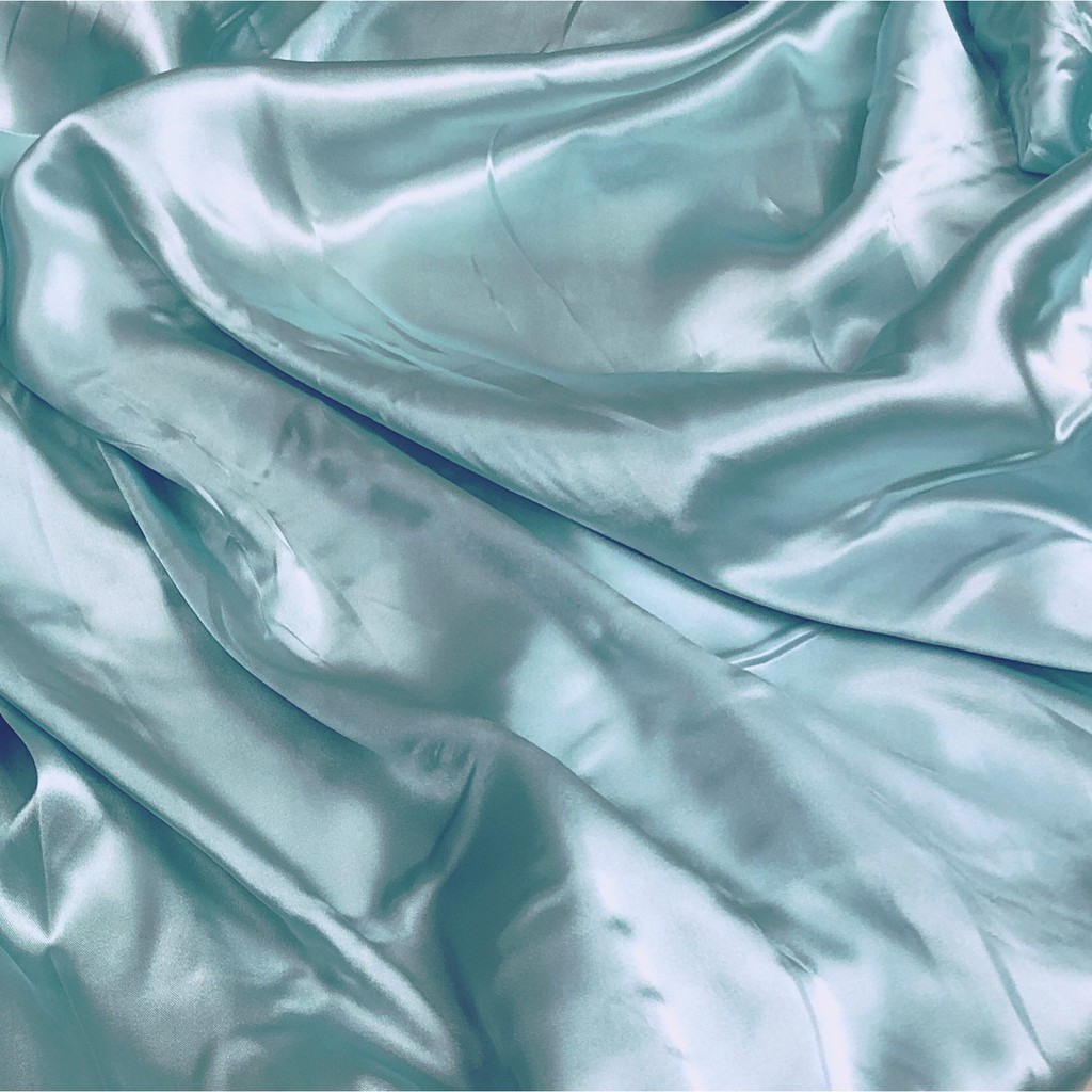 1/2 meter Kain Satin Silk Maxmara/ Sateen Sutra PREMIUM luxury-Aqua Blue