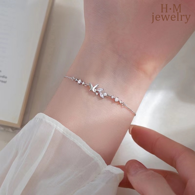 Butterfly Gelang Desain Kupu-Kupu Bunga Bahan Zircon AAA Untuk Wanita