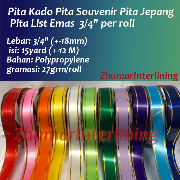 Pita List Emas Pita Kado Pita Jepang Pita souvenir 18mm