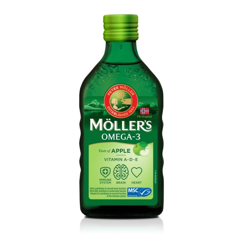 Mollers Tran Cod Liver Oil Tutti Frutti , Neutral, Lemon, Apple, Pharma (Vitamin A, D, E) 250 ml COD liver Omega 3