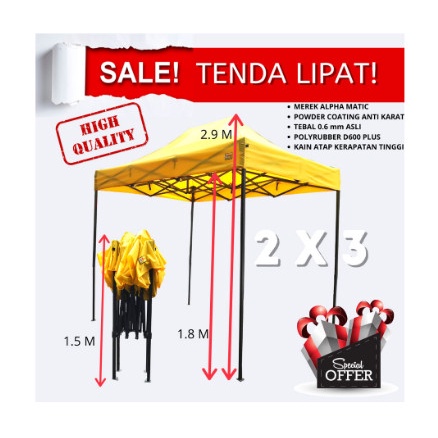 Jual Tenda cafe lipat ALPHA 2x3 (ASLI 1 pabrik dgn American matic) NEW - Hitam