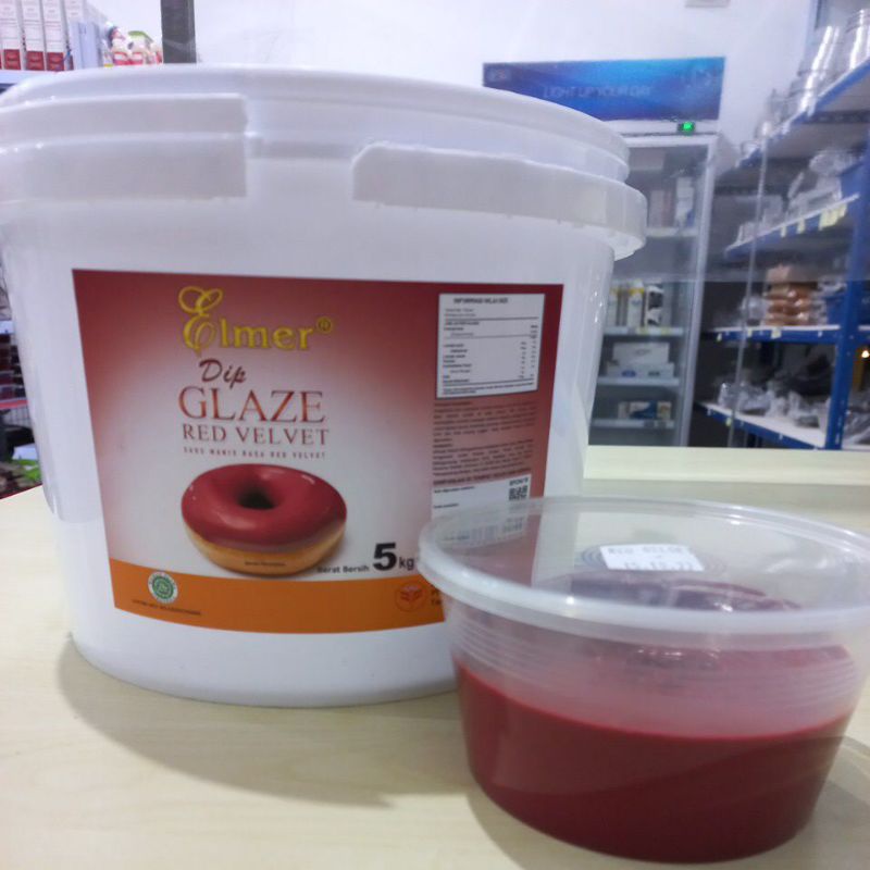 

Elmer glaze red velvet 250gr, repack asli dari 5kg