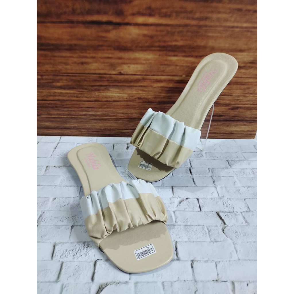 Sandal Teplek Kokop Kerut Dua Warna