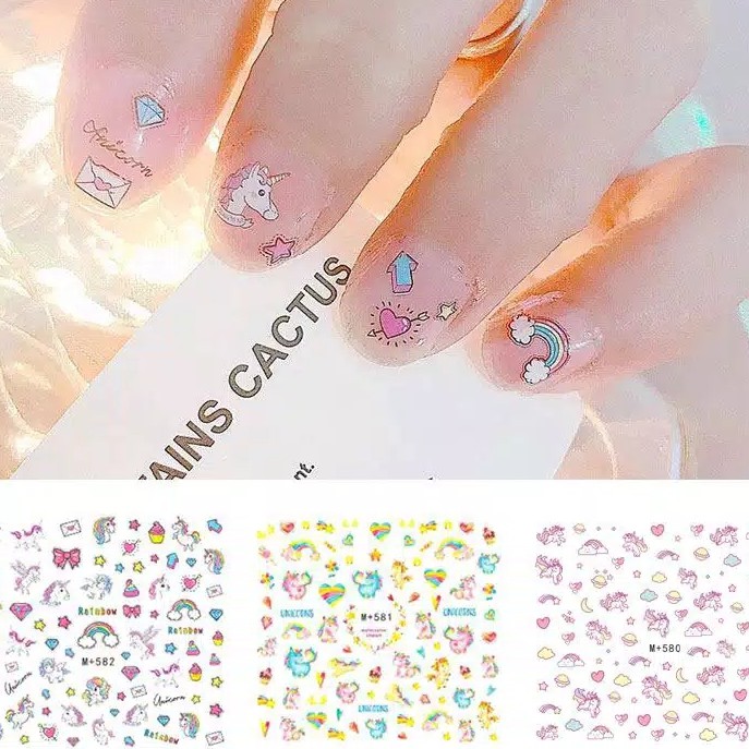 Sticker Kuku Unicorn Anak Nail Art Kutek Anak Tempelan