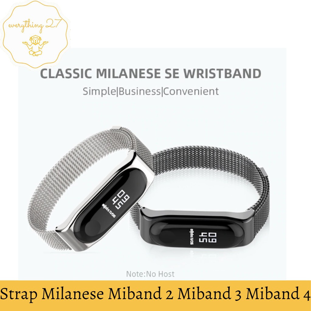 Mijobs Strap Milanese Metal Mi Band 2 MiBand 3 Mi Band 4Tali Rantai Pengganti Replacement Strap Miba