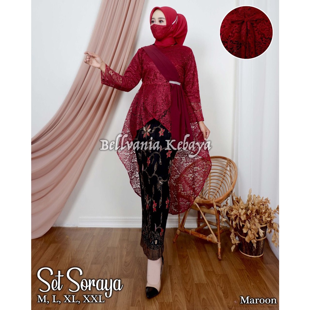 Permata Olshop / Set Soraya Brokat / Kebaya Salendang / Kebaya Tundangan / Baju Buat Pesta / Kebaya Wisuda