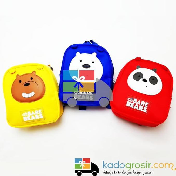 DISKON SPECIAL Tas Ransel Anak / Backpack We Bare Bears Miniso ( Panda ) -MERAH OPEN DS