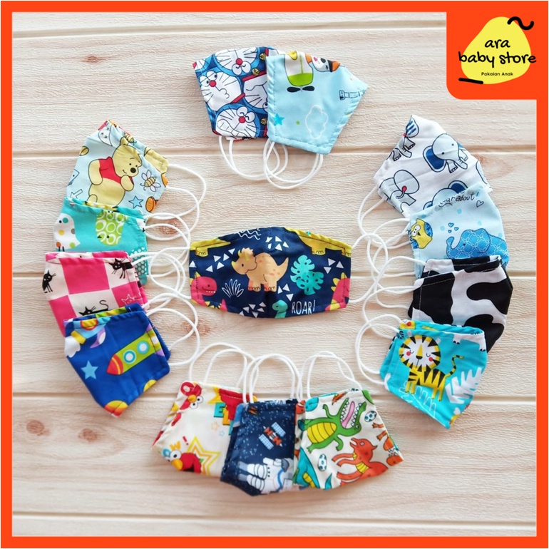MASKER Kain Duckbill Anak Bayi Laki Laki Perempuan Cowo Cewe Bermotif