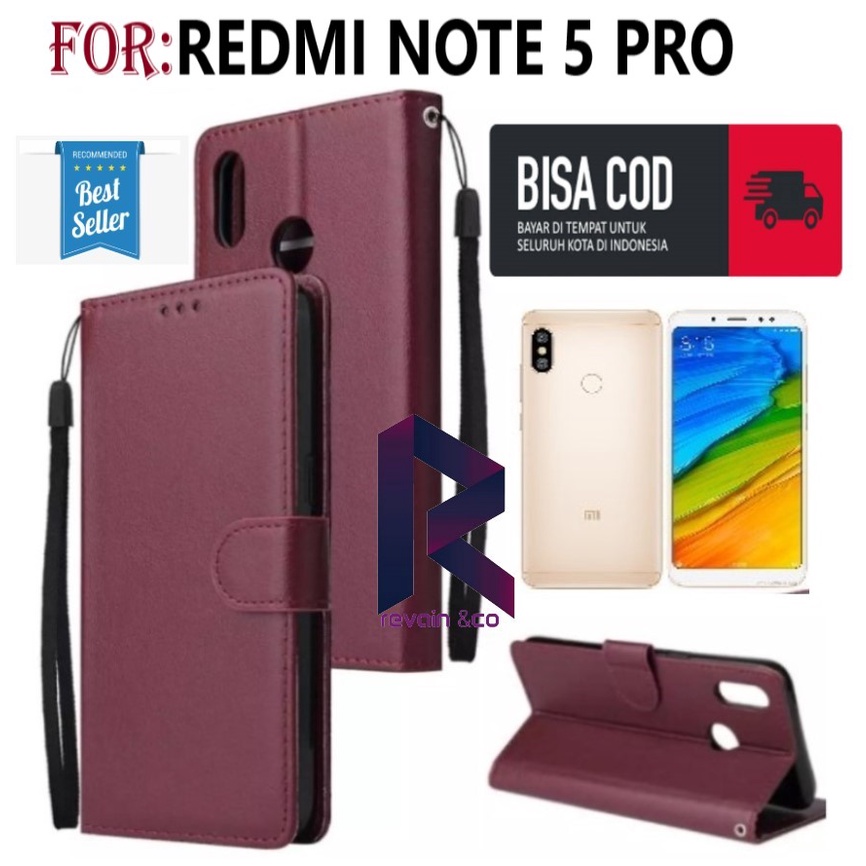 FLIP COVER XIAOMI REDMI NOTE 5 PRO FLIP WALLET LEATHER KULIT PREMIUM SARUNG BUKA TUTUP KESING HP FLIP CASE XIAOMI REDMI NOTE 5 PRO