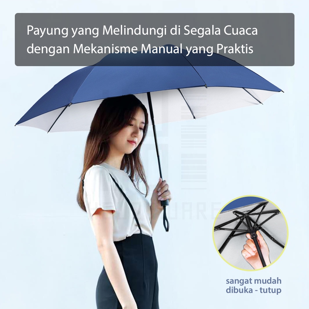 HUGO Payung Lipat Polos Manual Anti UV Protection Lipat Tiga Premium Quality