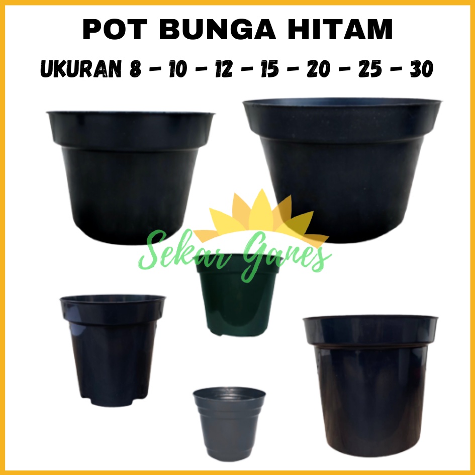 PROMO Pot Hitam Ukuran 30cm 25cm 20cm 12cm 10cm 8cm Pot bunga plastik murah Pot Bibit Besar Mini Kecil GROSIR TERMURAH