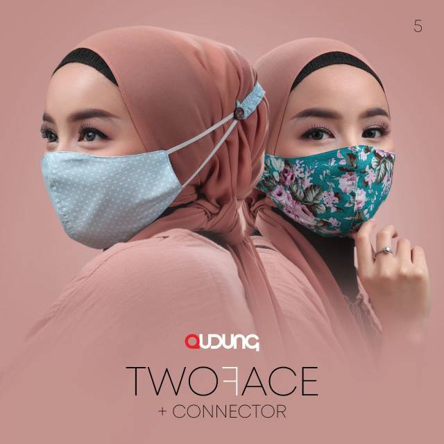 Masker twoface REDY  +connector by qudung / 1 seri isi 5/ masker two face/ maskertwoface