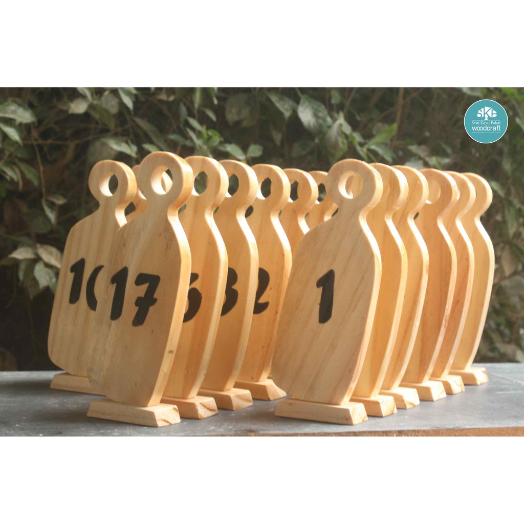 Nomor Meja Kayu Unik Restoran Cafe Wooden Table Number Nampan Rustic