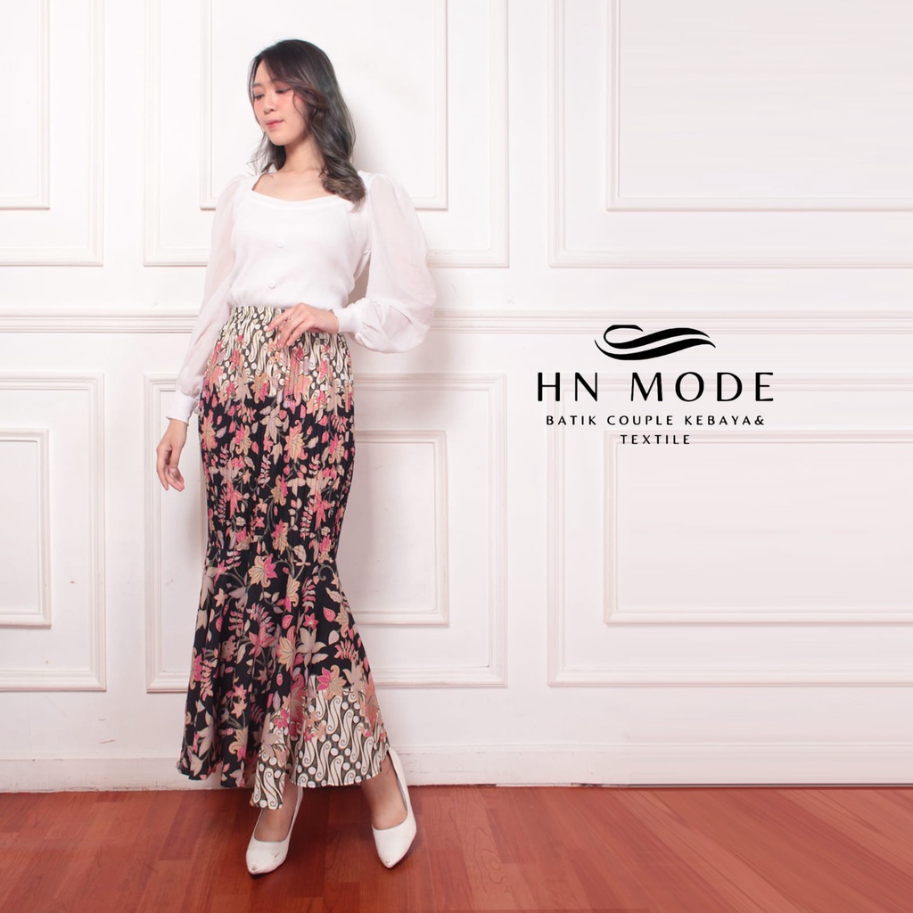 HN MODE - Rok duyung plisket batik floral / bawahan batik / rok kebaya