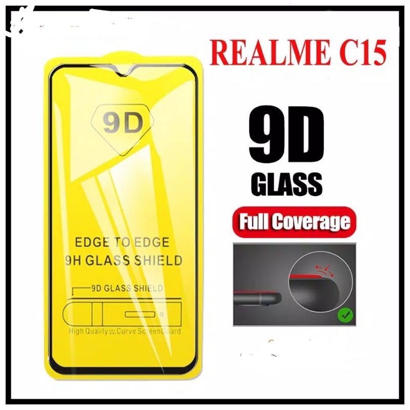 tempered glass Realme C11 C12 C15 C21 25 C1 C2 C3 anti gores kaca fullayar dan fullem