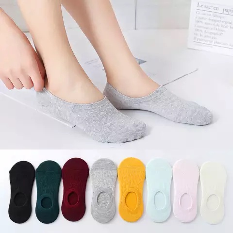 TOKO KL | ( 3 PASANG ) KAOS KAKI PENDEK BALET INVISIBLE SOCKS WANITA DEWASA / KAOS KAKI HIDDEEN WARNA POLOS RANDOM TERMURAH TERLARIS