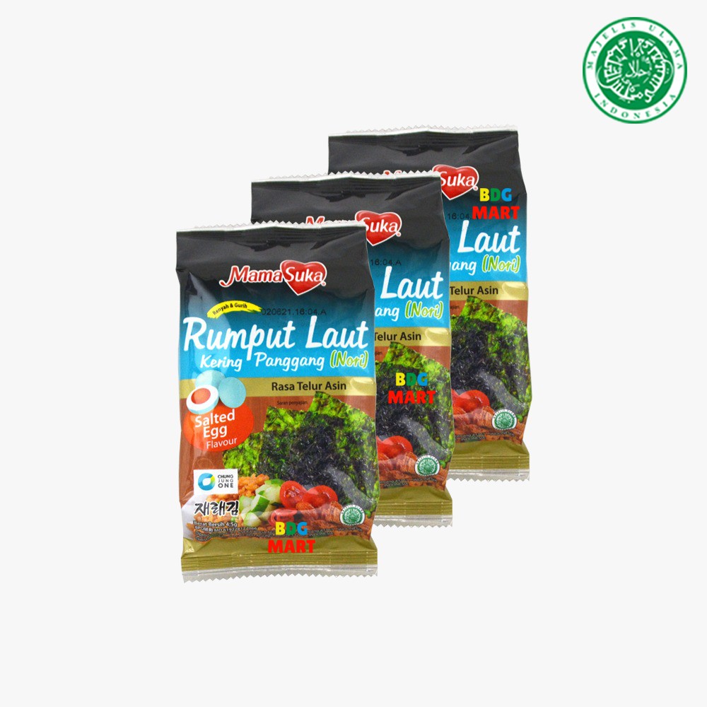 

3PCS Mama Suka Rumput Laut Rasa Salted Egg Halal MUI - 3pcs x 4.5gr