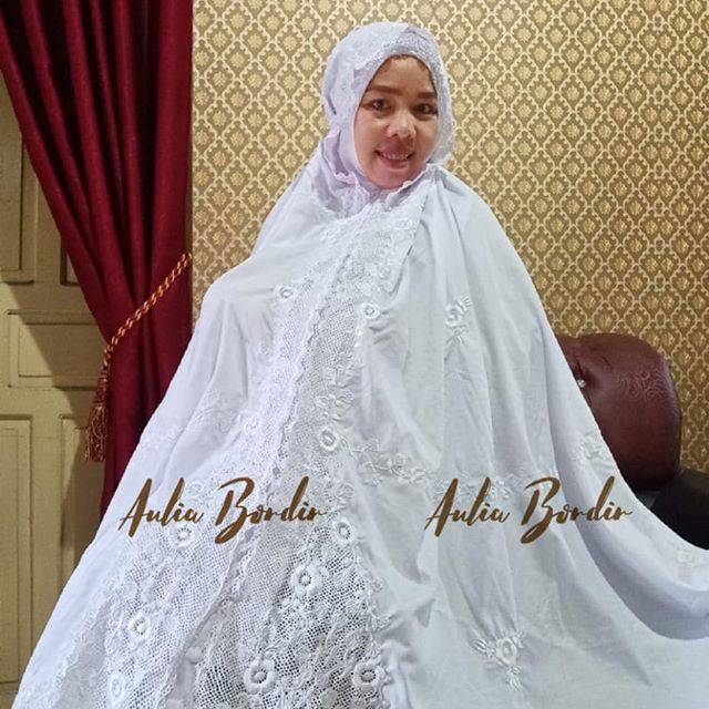 Mukena maharani bordir putih ukuran jumbo