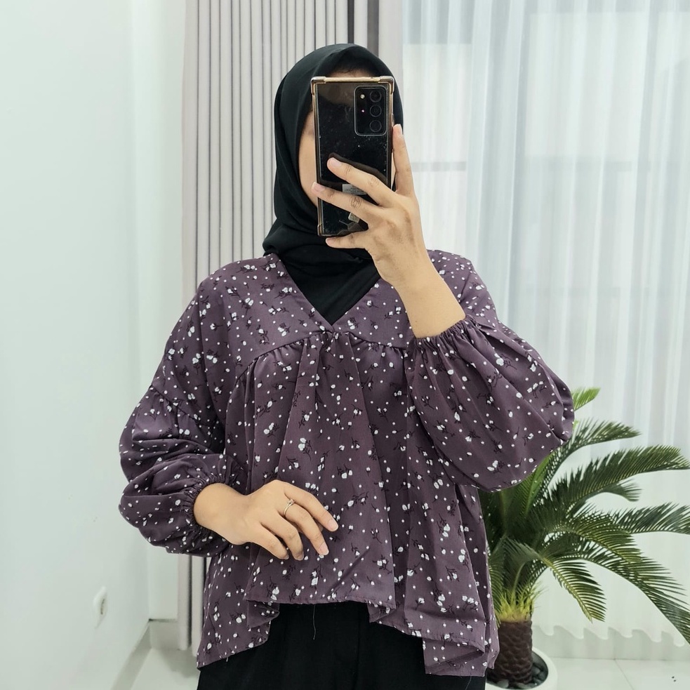 ATASAN WANITA KOREAN STYLE / BLOUSE KOREAN STYLE / BLOUSE WANITA VINTAGE LENGAN BALON / KOREAN TOP BLOUSE BUNGA / SESA BLOUSE OVERSIZE / BAJU ATASAN WANITA KEKINIAN / BLOUSE KOREAN / VINTAGE