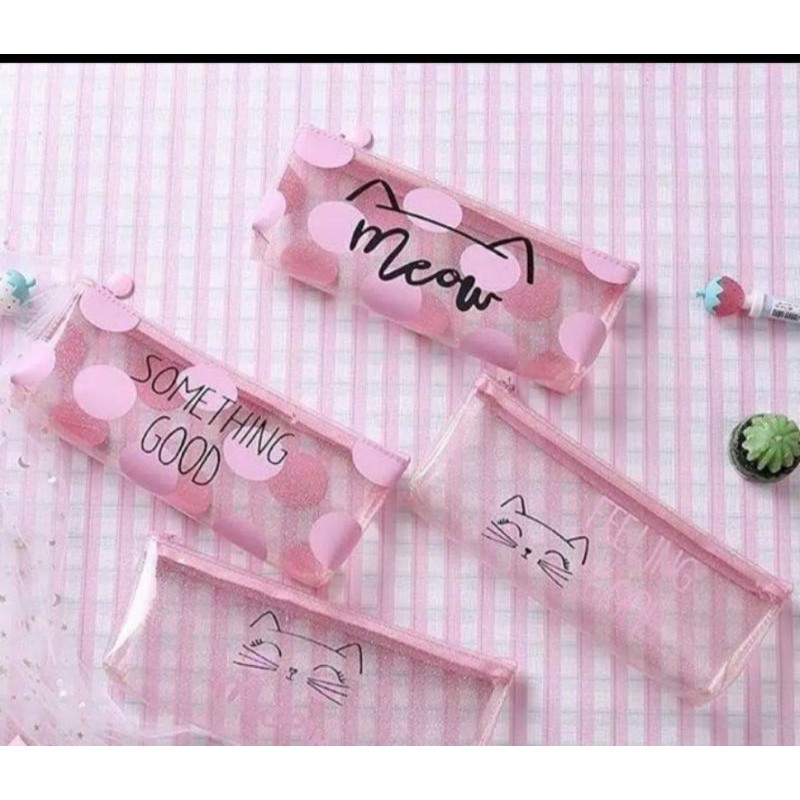 

Tempat Pensil Transparan Glitter Cat (RA25)