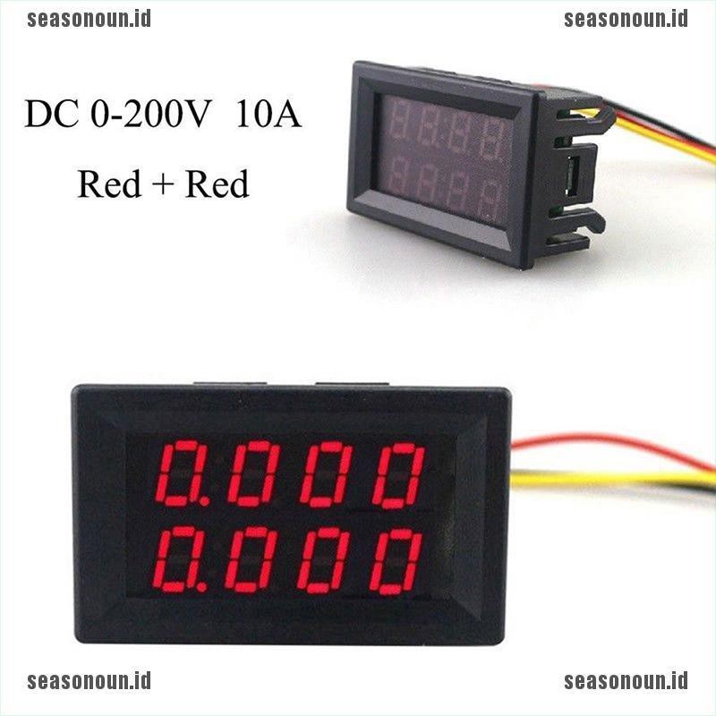 【sea】DC 0-100V 10A 3/4 Bit Voltmeter Ammeter Red Blue LED Amp Wires New