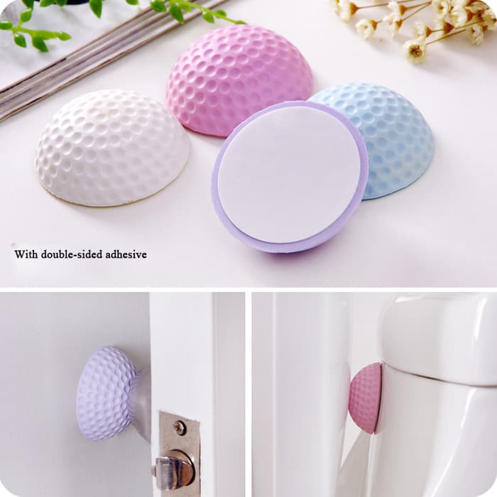 Pengaman Gagang Pintu Engsel Bulat Karet Silikon Door Stopper Wall Dinding Pelindung Dinding