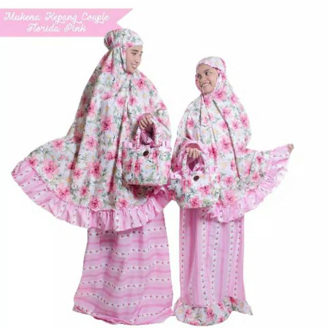 Mukena Couple Motif - Mukena Ibu dan Anak Motif Bunga - Mukena Katun Premium