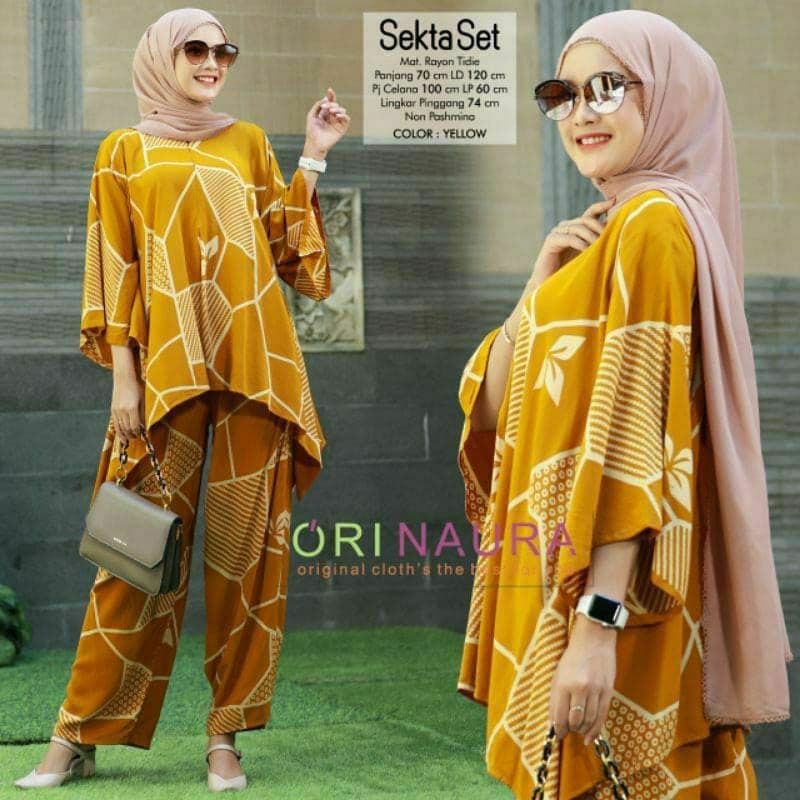 One Set Jumbo Waka Waka SEKTA Setelan Wanita Rayon Premium  Set Celana Panjang Tie Dye Kekinian