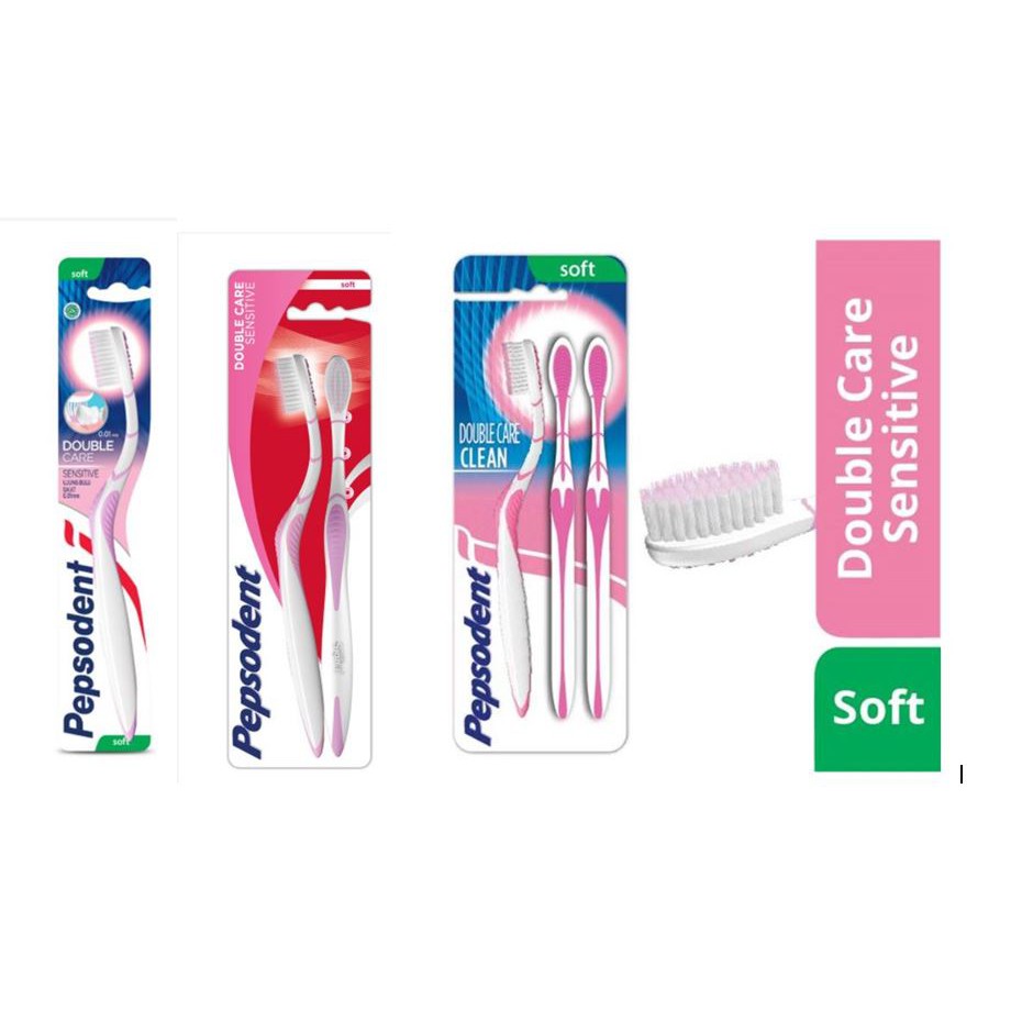 Pepsodent Double Care Sensitive Sikat Gigi Soft Isi 1 2 3 100%Original Toothbrush 3Pc Sensitif