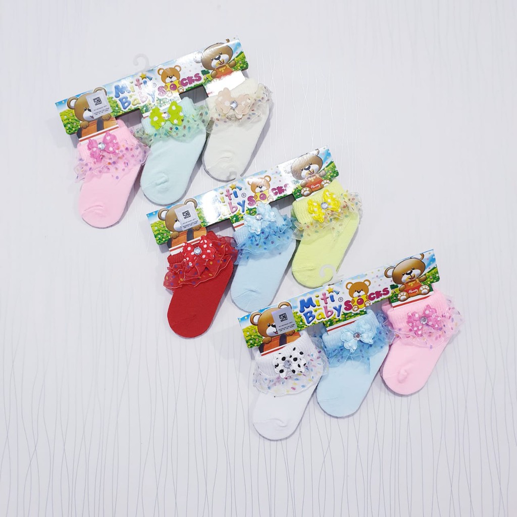 COD Kaos Kaki Anak Motif Renda Isi 3 pcs