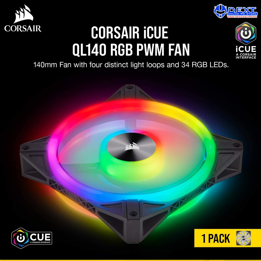 Corsair Icue Ql140 Rgb 140mm Pwm Single Fan Shopee Indonesia