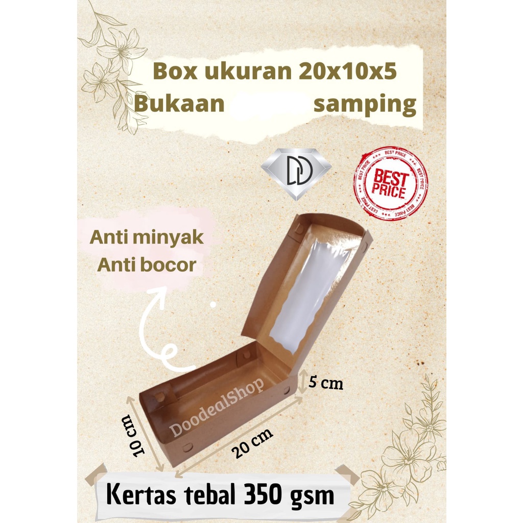 (10 PCS) DUS KUE BROWNIES Uk 20x10x5 cm SMPG, Laminasi dalam, dus kue COD, DUS DONAT / MAKANAN KEKIN