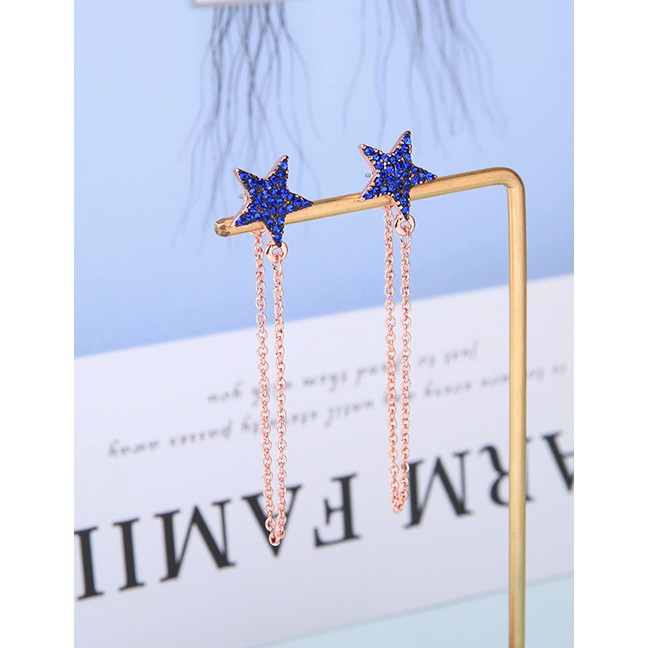 LRC Anting Tusuk Fashion Rose Gold Star Crystal Stud Earrings F69658