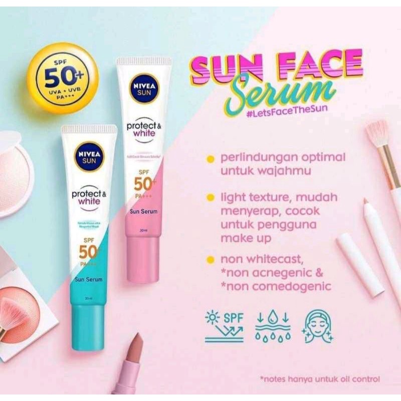 Nivea Sun Face Serum Triple Protect Oil Control dan Instan Aura Spf 50 Pa+++ C&amp;E