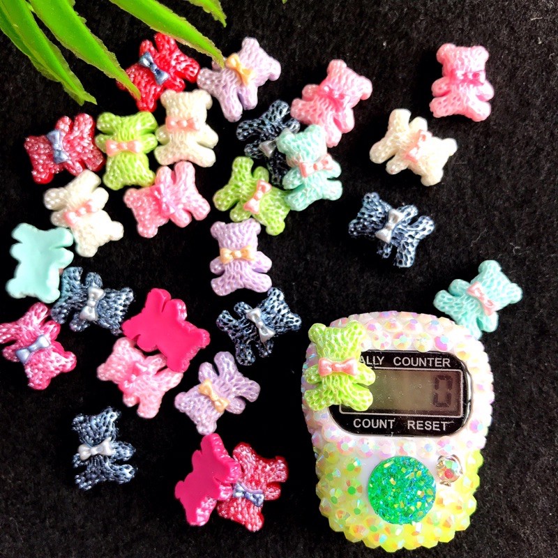 Resin Bear Boneka Beruang 12x10mm 10pcs Bahan Craft Jepit Rambut DIY decocase Tasbih Digital Blink