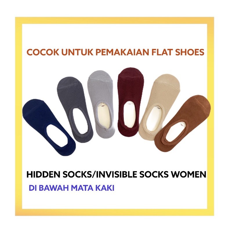 Kaos Kaki Wanita Di Bawah Mata Kaki Hidden Socks Invisible Women Kaus Kaki Angkle Socks Kaos Kaki Flat Shoes Wanita